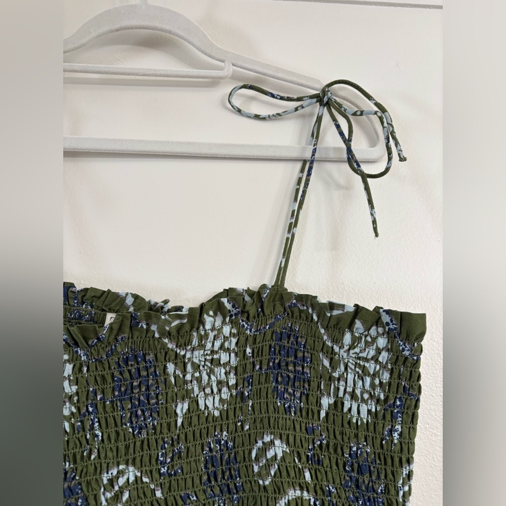 Zara Olive Green Floral Midi Dress - Picture 5 of 6